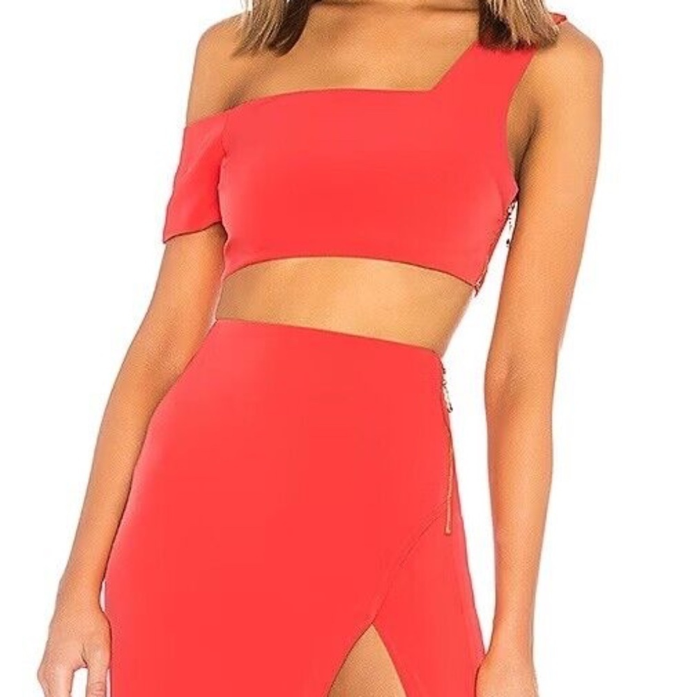 Nbd X Naven Maddy Set Crop Top Skirt In Orange Coral Size M/S